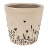 Béžový keramický obal na květináč s lučními květy Flora And Fauna XL - Ø 21*20cm Barva: béžová, černáMateriál: keramikaHmotnost: 1,87 kg