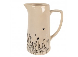 Béžový keramický džbán s lučními květy Flora And Fauna L - 21*14*26cm