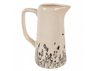 Béžový keramický džbán s lučními květy Flora And Fauna M - 16*11*20 cm