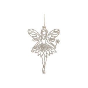 Champagne vánoční dekorace víla Fairy glitter - 9*14 cm