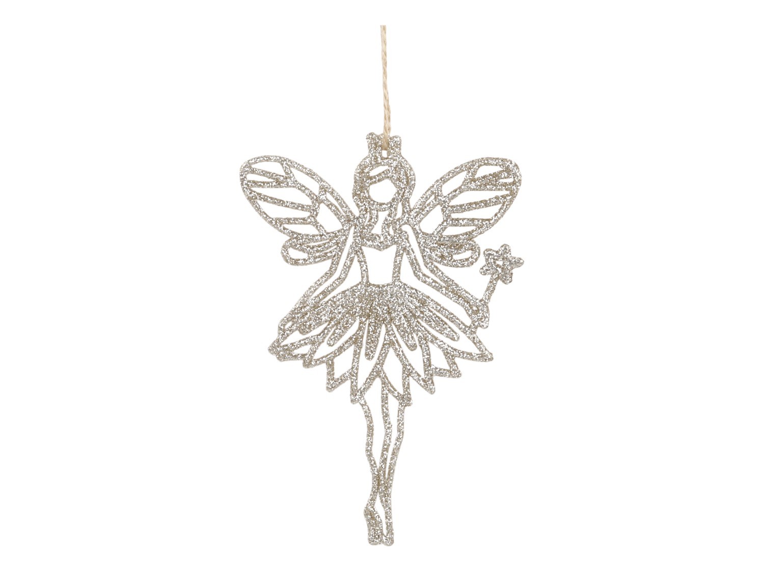 Champagne vánoční dekorace víla Fairy glitter - 9*14 cm