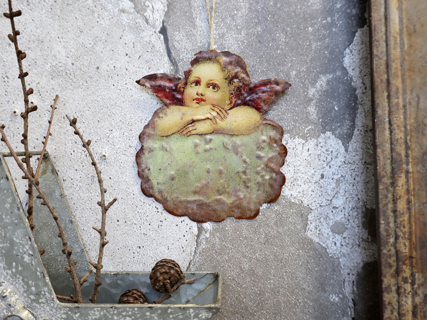 Vánoční kovová dekorace anděl Angel Vintage - 14*16 cm
