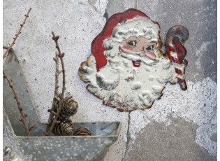 Vánoční kovová dekorace Santa Vintage - 16*16 cm