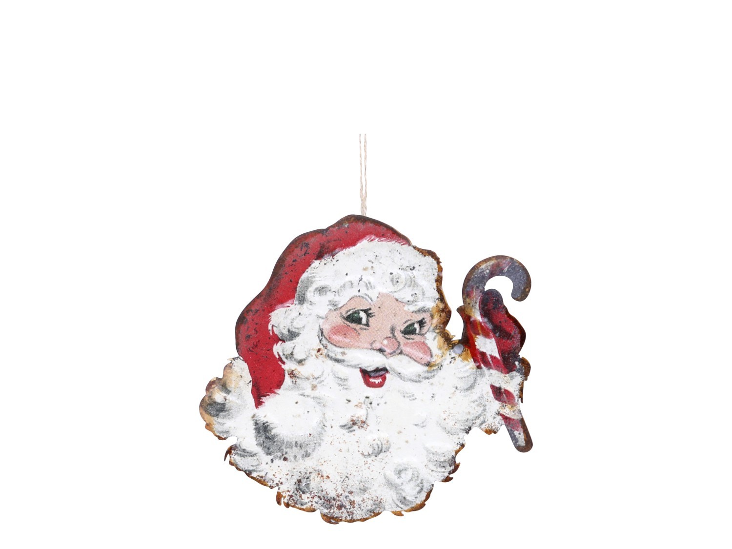 Vánoční kovová závěsná dekorace Santa Vintage - 16*16 cm 52046210