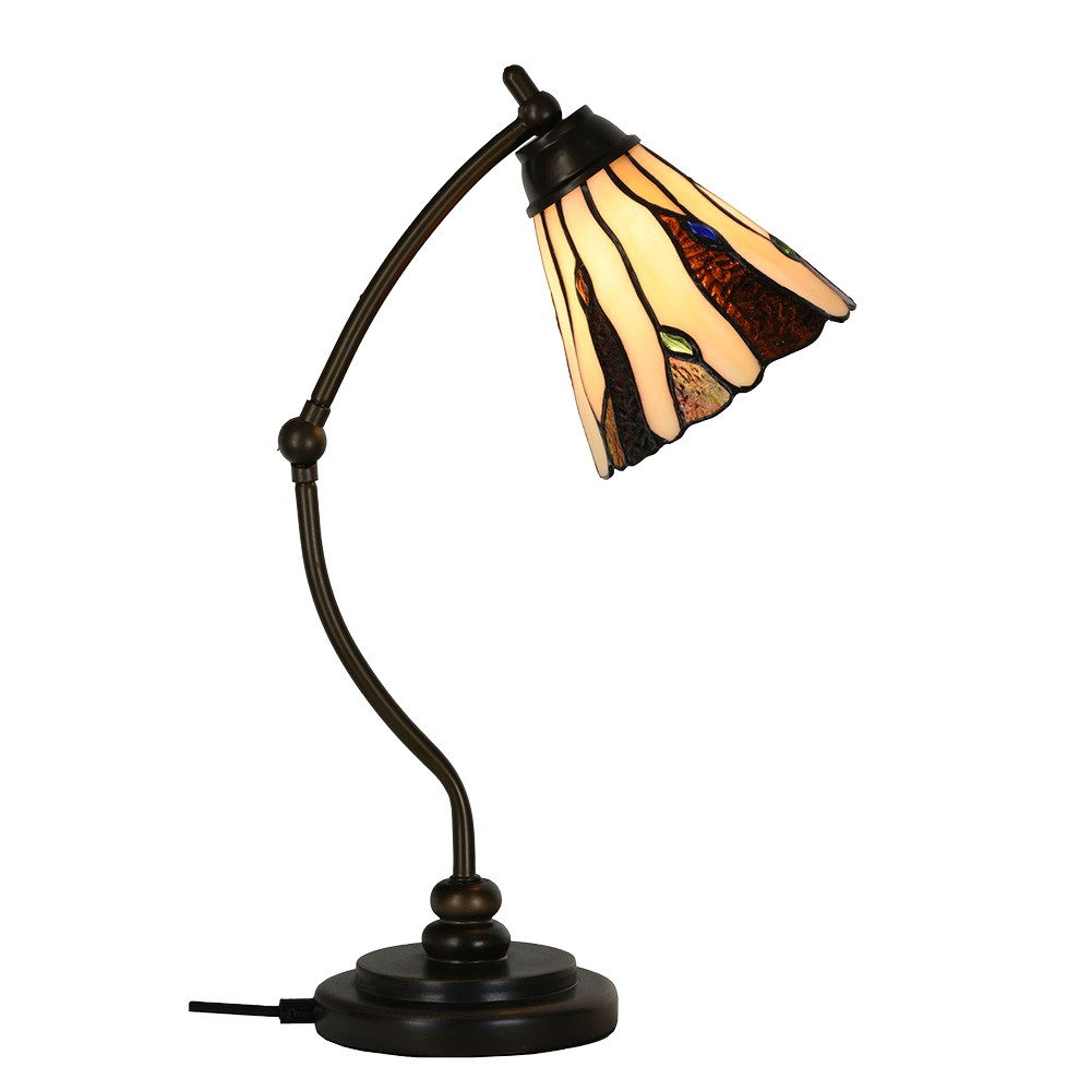 Levně Béžovo-hnědá stolní lampa Tiffany Titto - Ø 27*51 cm E14/max 1*40W 5LL-6318