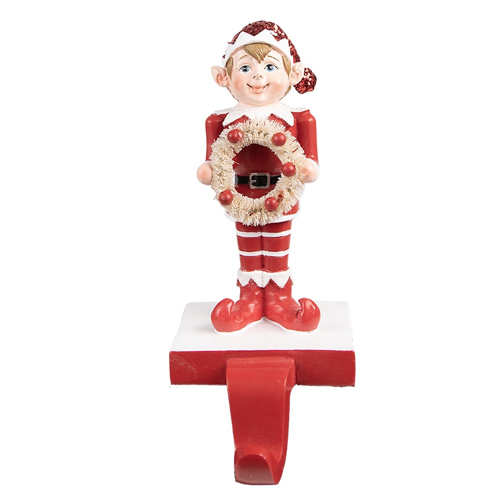 Červený věšák na punčochy Elf - 11*8*20 cm