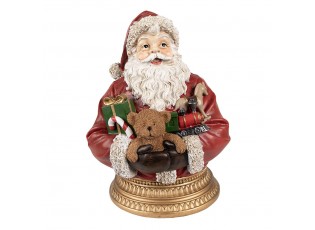 Vánoční dekorace socha Santa s dárky a medvídkem - 22*18*29 cm