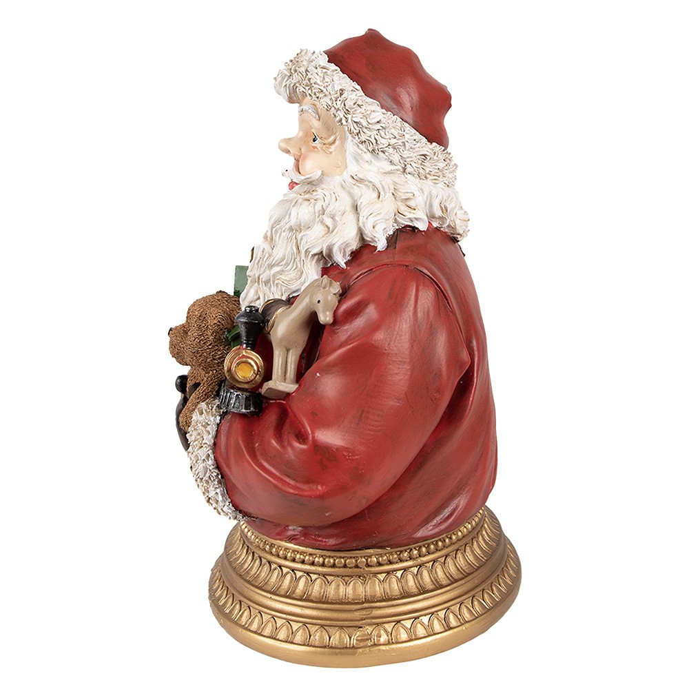 Vánoční dekorace socha Santa s dárky a medvídkem - 22*18*29 cm