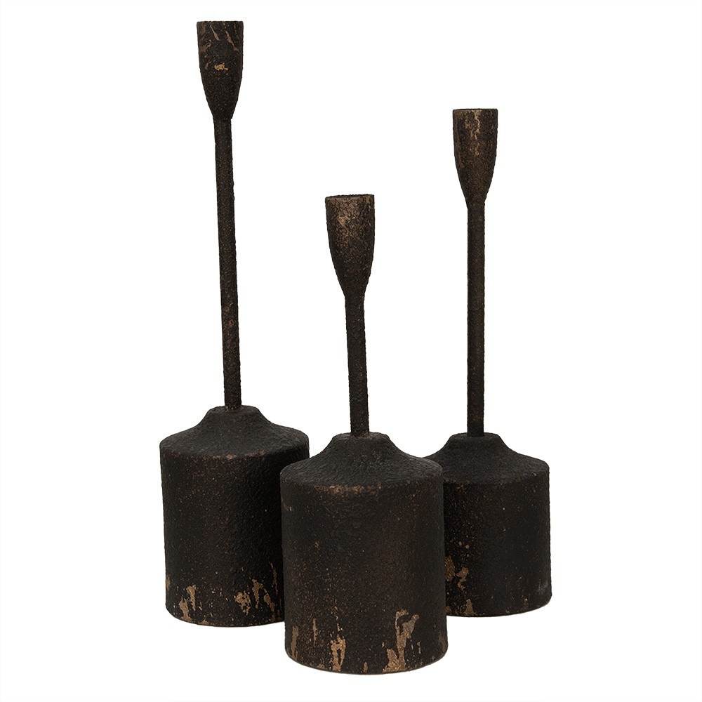 Svícen (sada 3 ks) Černý 9x35 / 9x30 / 9x25 cm - (3) Ř 9x40 / Ř 9x35 / Ř 9x30 cm