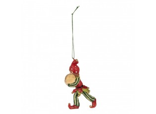 Zeleno-červená vánoční závěsná dekorace Elf II - 5*4*11 cm