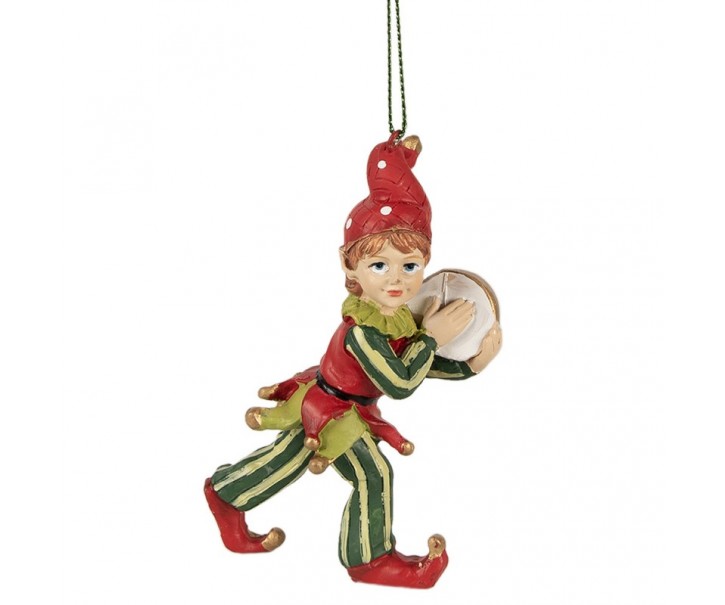 Zeleno-červená vánoční závěsná dekorace Elf II - 5*4*11 cm