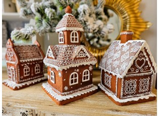 Vánoční perníková chaloupka s Led světýlky Gingerbread House - 13*10*21cm/ 3*AA