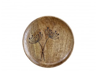 Talíř z mangového dřeva s květinou Angeliqué - Ø 25cm