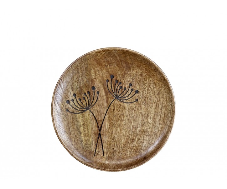 Talíř z mangového dřeva s květinou Angeliqué - Ø 25cm