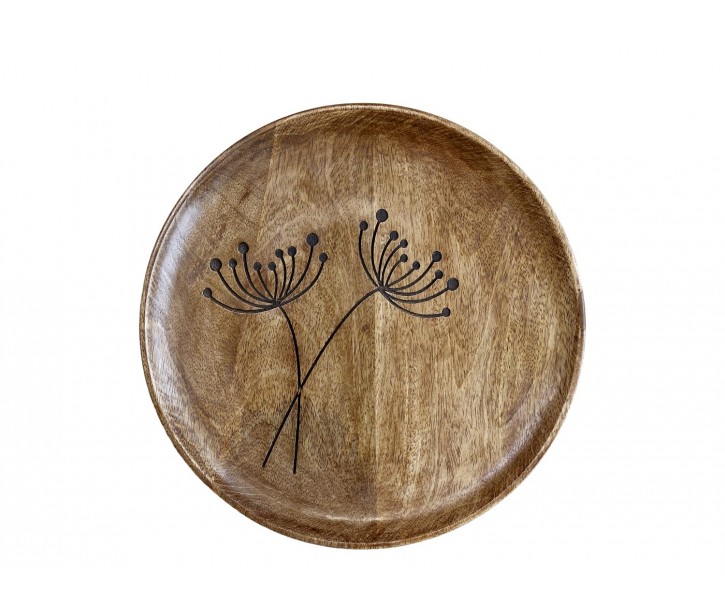 Servírovací talíř z mangového dřeva s květinou Angeliqué - Ø 30cm