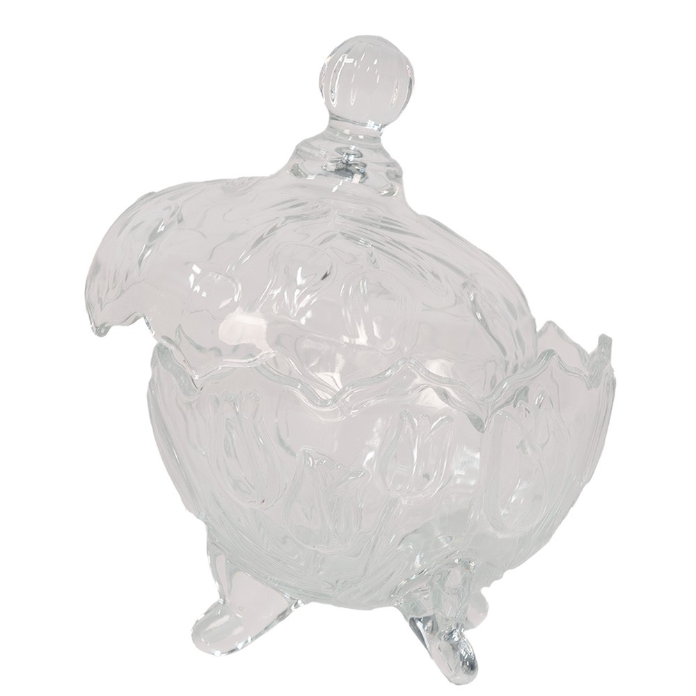 Transparentní skleněná miska dóza na cukrovinky s víkem - Ø 15*20 cm