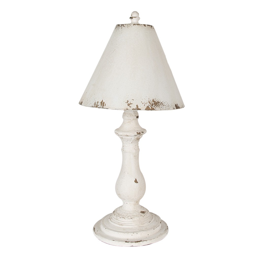 Bílá vintage stolní lampa Hillae - Ø 26*55 cm E27/max 1*60W Clayre & Eef