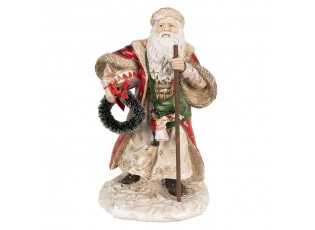 Vánoční dekorace Santa Claus s věncem - 16*14*25 cm