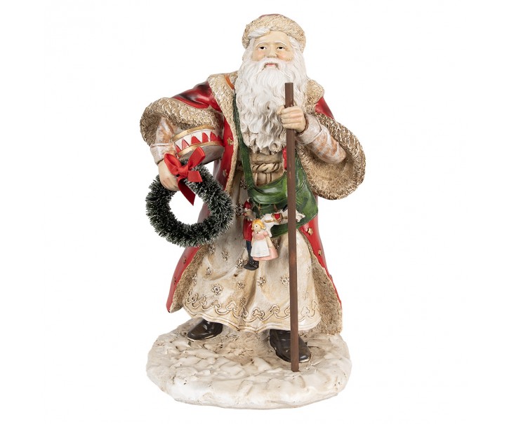 Vánoční dekorace Santa Claus s věncem - 16*14*25 cm