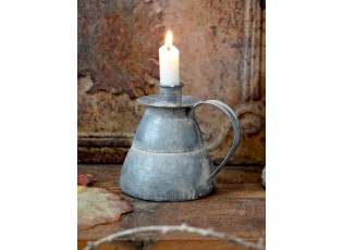 Zinkový antik kovový svícen s držadlem Stico - 13*10*12cm