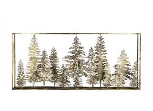Bronzový antik kovový nástěnný obraz se stromy Wall Décor - 110*7*50 cm