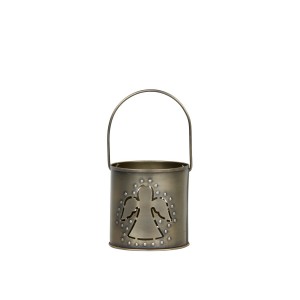 Mosazný antik kovový svícen s andílkem a držadlem Angel - 8*8 cm