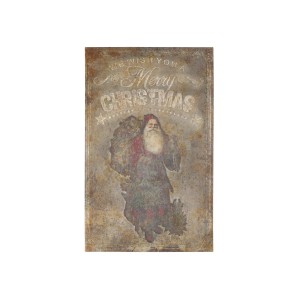 Vintage kovový nástěnný obraz se Santou Merry Christmas - 64*1*100 cm