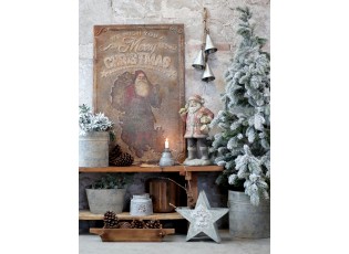Vintage kovový nástěnný obraz se Santou Merry Christmas - 64*1*100 cm