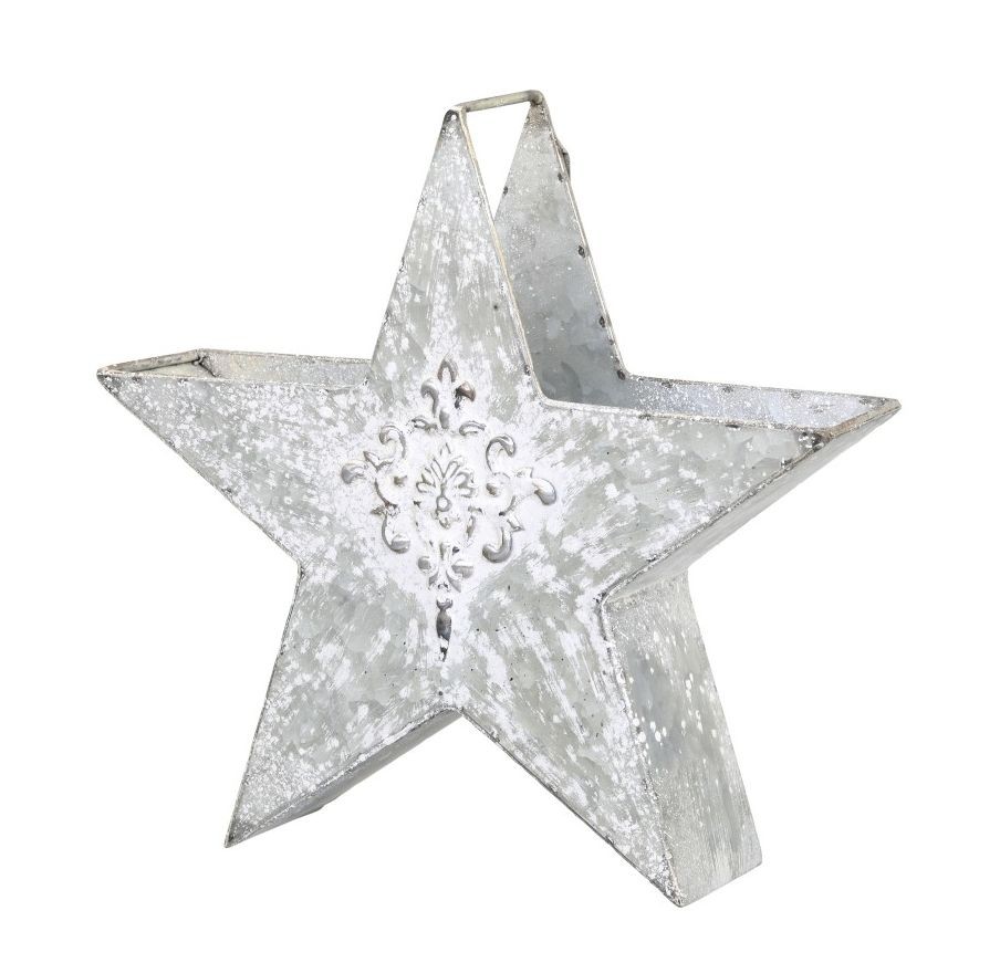 Zinková antik kovová dekorace ve tvaru hvězdy - 26*7*25cm Chic Antique