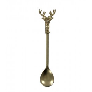 Bronzová antik kovová lžička s jelenem Deer - 14cm