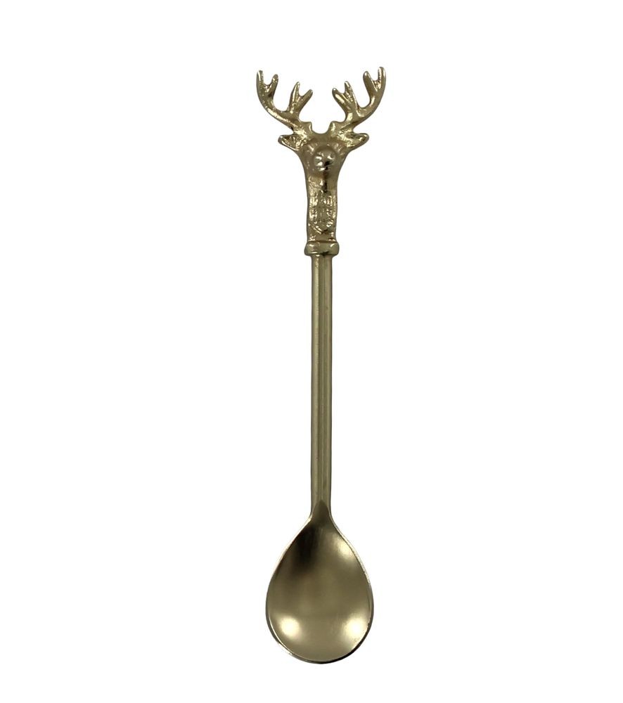 Bronzová antik kovová lžička s jelenem Deer - 14cm