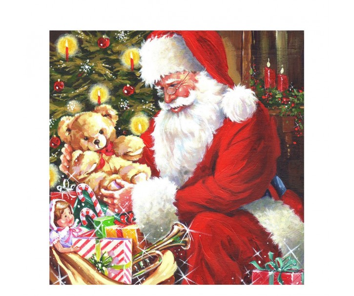 Papírové kapesníky Santa s medvídkem u stromečku - 33*33 cm (20ks)