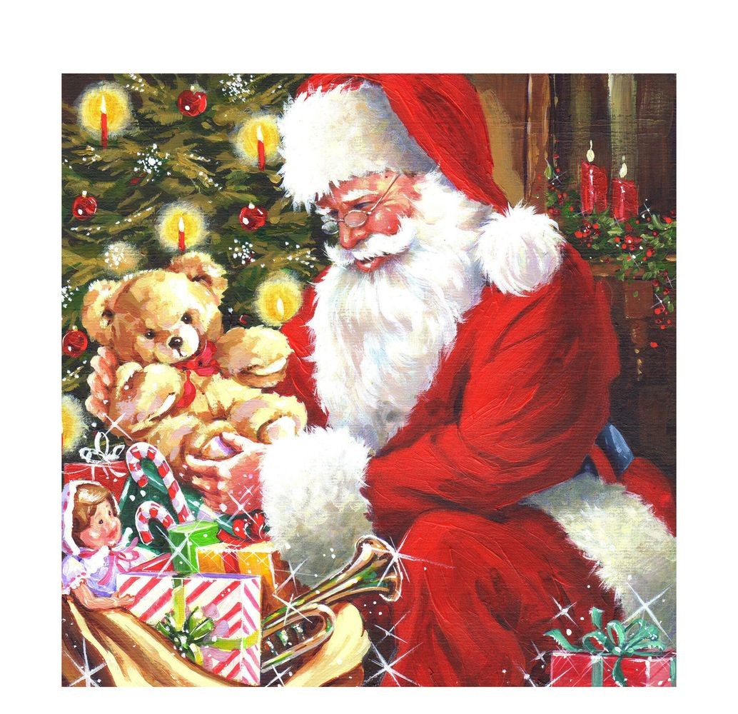 Papírové kapesníky Santa s medvídkem u stromečku - 33*33 cm (20ks) 27544