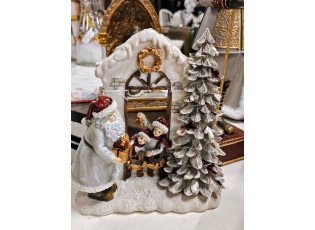 Dekorace Santa s dětmi a stromkem s Led světýlky - 22*10*23 cm