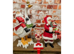Vánoční dekorace Santa Claus držící věneček s Elfem - 16*8*28 cm