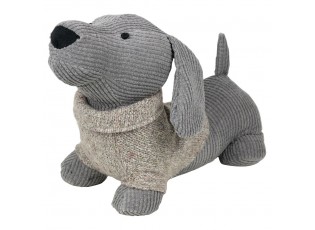 Šedá dveřní zarážka jezevčík Dachshund - 33*14*20cm