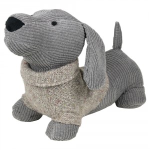 Šedá dveřní zarážka jezevčík Dachshund - 33*14*20cm