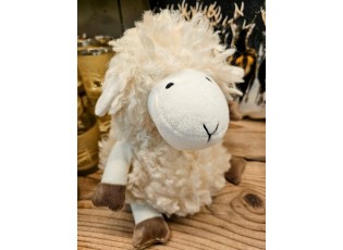 Bílá dveřní zarážka kudrnatá ovečka Sheep - 12*11*22 cm