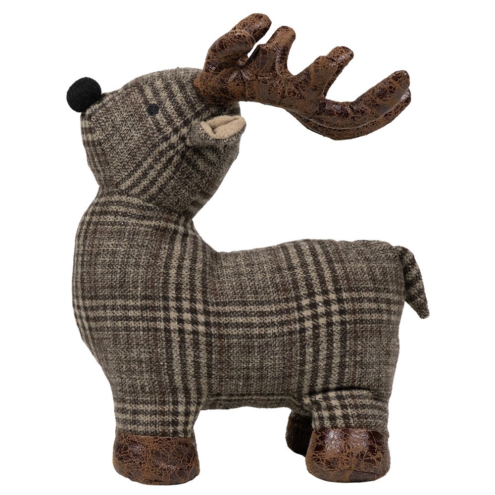 Šedo-hnědá dveřní zarážka jelen Deer - 25*21*26 cm