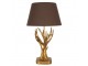 Zlatá stolní lampa s parožím a hnědým stínidlem - Ø 35*59 cm E27/max 1*60W