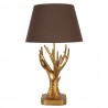 Zlatá stolní lampa s parožím a hnědým stínidlem - Ø 35*59 cm E27/max 1*60W Barva: zlatá antik, hnědáMateriál: Polyresin, kov, polyesterHmotnost: 1,6 kg
