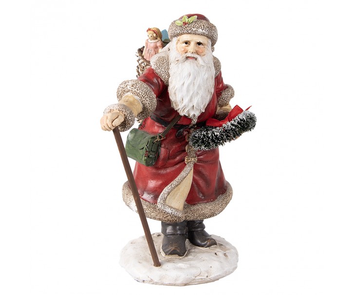 Vánoční dekorace socha Santa s nůší dárků- 14*12*20 cm