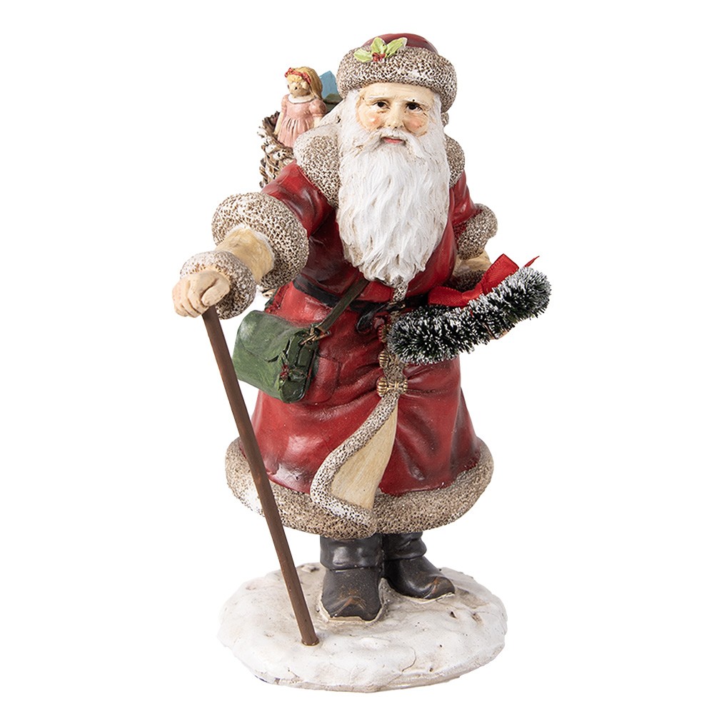Vánoční dekorace socha Santa s nůší dárků- 14*12*20 cm