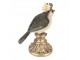 Dekorace socha ptáček s čapkou na podstavci - 8*13*17 cm