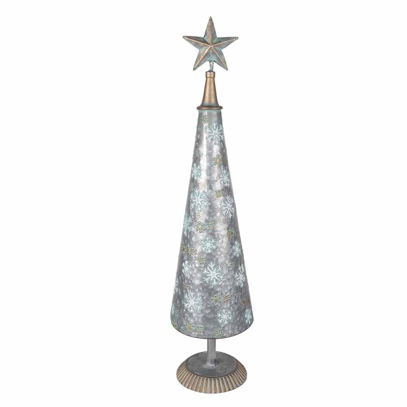 Levně Zinkový antik dekorační vánoční stromeček s hvězdou - Ø 15*64 cm 5Y1174
