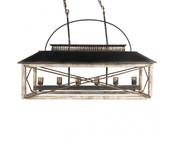 Béžovo-černé antik stropní světlo v Industrial stylu Bocco - 99*30*70 cm