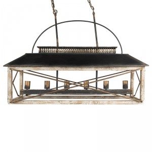 Béžovo-černé antik stropní světlo v Industrial stylu Bocco - 99*30*70 cm