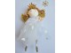 Závěsná ozdoba andílek s vločkou a v bílých šatičkách - 5*5*13 cm