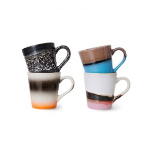 Set 4ks retro hrnek na kávu Espresso 70s Funky - 8* Ø 5,8*6,2cm / 80ml 