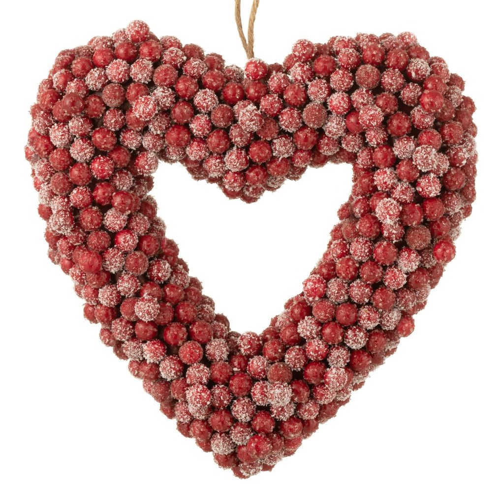 Dekorativní věnec ve tvaru srdce z červených bobulí Berries - 30*6*30cm 36907